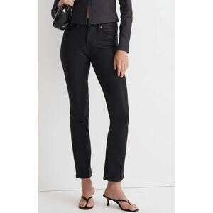 Madewell Kick Out Crop Jeans Coated Edition Women's 27 True Black Cali Demi Fit